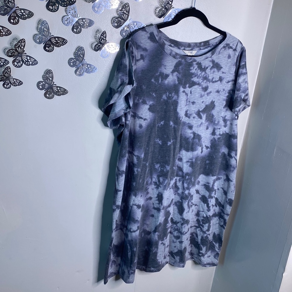 Plus Tie Dye Split Sleeve Design T-shirt Dress